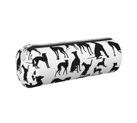 Tcoay Estuche de Cuero para lápices, Bolsa para cosméticos, Bolsa portátil para lápices con Cremallera Plateada,Perro Galgo Italiano