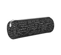 Tcoay Estuche de Cuero para lápices, Bolsa para cosméticos, Bolsa portátil para lápices con Cremallera Plateada,Patrones y cálculos matemáticos