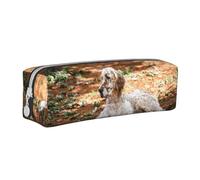 Tcoay Estuche para lápices Estuche cilíndrico portátil con Estuche para cosméticos de Cuero con Cremallera,Setter Inglés Otoño Mascotas Perros Inglés