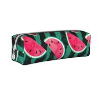 Tcoay Estuche para lápices Estuche cilíndrico portátil con Estuche para cosméticos de Cuero con Cremallera,Sandía de Verano Fresca