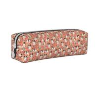 Tcoay Estuche para lápices Estuche cilíndrico portátil con Estuche para cosméticos de Cuero con Cremallera,Papillons Floral Melocotón Lindos Perros Mascotas Mejor Perro Papillon Toy Spaniel