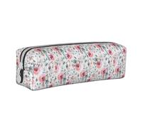 Tcoay Estuche para lápices Estuche cilíndrico portátil con Estuche para cosméticos de Cuero con Cremallera,Acuarela de eucalipto y Flores ruborizadas de Flora Australiana