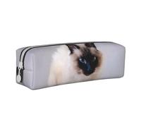 Tcoay Estuche para lápices Estuche cilíndrico portátil con Estuche para cosméticos de Cuero con Cremallera,Gato de Pelo doméstico Bali