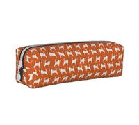 Tcoay Estuche para lápices Estuche cilíndrico portátil con Estuche para cosméticos de Cuero con Cremallera,Jack Russell Terriers Naranja Lindo Perro Jack Russell