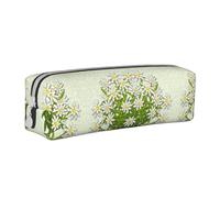 Tcoay Estuche para lápices Estuche cilíndrico portátil con Estuche para cosméticos de Cuero con Cremallera,Edelweiss, Flores de montaña suizas