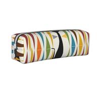 Tcoay Estuche para lápices Estuche cilíndrico portátil con Estuche para cosméticos de Cuero con Cremallera,Gato de Arte Moderno del Siglo XX