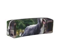 Tcoay Estuche para lápices Estuche cilíndrico portátil con Estuche para cosméticos de Cuero con Cremallera,Collie Barbudo Beardie Perros Grises Rizados Mascotas