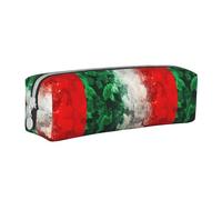 Tcoay Estuche para lápices Estuche cilíndrico portátil con Estuche para cosméticos de Cuero con Cremallera,Bandera de Italia