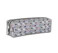 Tcoay Estuche para lápices Estuche cilíndrico portátil con Estuche para cosméticos de Cuero con Cremallera,Galgos Perro Lindo Perro de Rescate Los Mejores Perros Lindos