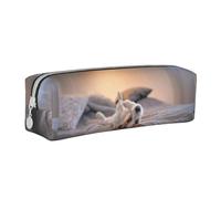 Tcoay Estuche para lápices Estuche cilíndrico portátil con Estuche para cosméticos de Cuero con Cremallera,Lindo Perrito Jack Russell Terrier