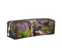 Tcoay Estuche para lápices Estuche cilíndrico portátil con Estuche para cosméticos de Cuero con Cremallera,Pastor Belga Malinois Mascotas Perros Pastor Belga Malinois