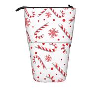 Tcoay Estuche telescópico con diseño de bastón de Caramelo Rojo navideño, portalápices de pie, Bolsa de papelería, Organizador de lápices.