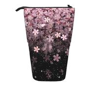 Tcoay Estuche telescópico con diseño de Flor de Cerezo Sakura, portalápices de pie, Bolsa de papelería, Organizador de lápices