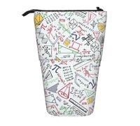 Tcoay Estuche telescópico con diseño de garabatos matemáticos Coloridos sobre una cuadrícula. Portalápices de pie, Bolsa de papelería, Organizador de lápices.