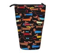 Tcoay Estuche telescópico con Estampado de Amo a mi Perro Salchicha, Soporte para lápices de pie, Bolsa de papelería, Organizador de lápices.