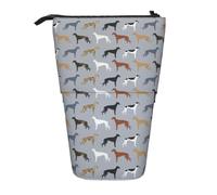 Tcoay Estuche telescópico para lápices con diseño de Galgos, Perro Rescatado, los Mejores Perros. Portalápices de pie, Bolsa de papelería, Organizador de lápices.