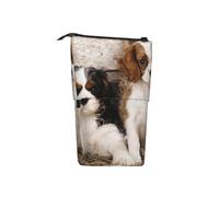 Tcoay Estuche telescópico para lápices, Organizador de papelería, Estuche para lápices, Estuche para lápices, diseño de Cachorros pequeños de Cavalier King Charles Spaniel.