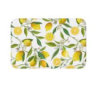 Tcoay Felpudo de baño Overlock, Antideslizante, Absorbente, con Estampado de Ramas de limonero exótico, Delicioso y Delicioso.