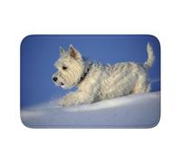 Tcoay Felpudo de baño Overlock, Antideslizante, Absorbente, Ideal para Decorar el Suelo, Ideal para Perros Westie de Invierno, West Highland White Terrier.