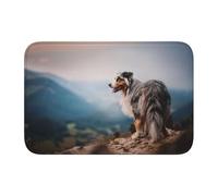Tcoay Felpudo de baño Overlock, Antideslizante, Absorbente, para decoración del Suelo, Pastor Australiano, montañas, Mascotas australianas, Perros