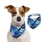 Tcoay Flores no me Olvides en Acuarela,Pañuelo con Babero para Mascotas, pañuelo para Perros y Gatos, Babero de Toalla, Bufanda Ajustable para Mascotas,M