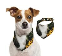 Tcoay Flores para Perros Border Collie Felices,Pañuelo con Babero para Mascotas, pañuelo para Perros y Gatos, Babero de Toalla, Bufanda Ajustable para Mascotas,M