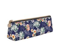 Tcoay Hermoso jardín de Flores, pétalos Florales, Hojas, Prado Naranja, Estuche para lápices, Estuche Triangular portátil para lápices con Cremallera, Neceser de Piel sintética de PVC