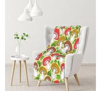 Tcoay Manta Decorativa con Estampado de Setas y Hojas, Ideal para sofá, Cama o Silla, Ideal para Viajes, 76 x 101 cm.