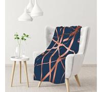 Tcoay Manta Decorativa de Lujo Azul Marino y Cobre, Ideal para sofá Cama o Silla, Ideal para Viajes, 76 x 101 cm.