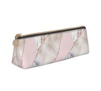Tcoay Mármol Mixto Color Oro Rosa con empalmes, Estuche para lápices, Estuche Triangular portátil para lápices con Cremallera, Neceser de Piel sintética de PVC para Adolescentes y Adultos.