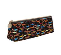 Tcoay Me Encanta mi Perro Salchicha (Estampado), Estuche para lápices, Estuche Triangular portátil para lápices con Cremallera, Neceser de Piel sintética de PVC para Adolescentes y Adultos.