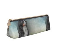 Tcoay Mi Perro de montaña bernés Diario, Estuche para lápices, Estuche Triangular portátil para lápices con Cremallera, Neceser de Piel sintética de PVC para Adolescentes y Adultos.
