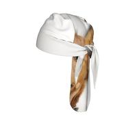 Tcoay Pasamontañas ajustables con bandana para la cabeza, de secado rápido, para protegerte del sol y para deportes, con cachorro de terrier ruso sobre fondo blanco.