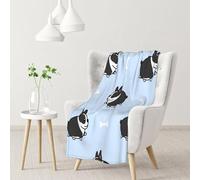 Tcoay Patrón de Perro Boston Terrier,Manta Decorativa para sofá Cama o Silla, Manta de Viaje de 76 x 101 cm.