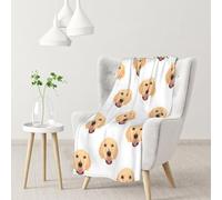 Tcoay Patrón de Perro Golden Retriever Blanco,Manta Decorativa para sofá Cama o Silla, Manta de Viaje de 76 x 101 cm.