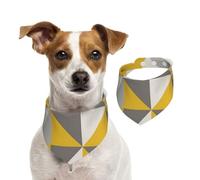 Tcoay Patrón de triángulos Retro en Amarillo y Gris,Pañuelo con Babero para Mascotas, pañuelo para Perros y Gatos, Babero de Toalla, Bufanda Ajustable para Mascotas,L