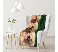 Tcoay Perro Golden Retriever con Cara Sonriente Personalizado,Manta Decorativa para sofá Cama o Silla, Manta de Viaje de 76 x 101 cm.
