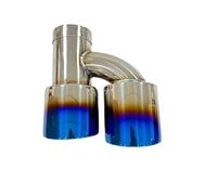TCPCHKHOPP Doble Terminal Escape Tubo De Escape Universal En Forma H 4 Salidas Galvanoplastia Silenciador Tubo Escape Modificado Azul Boquilla Trasera Gran Calibre Doble Punta Escape(Left 60mm-101mm)