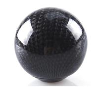 TCPCHKHOPP Pomo Palanca Perilla Palanca Cambios Fibra Carbono con Forma Bola Redonda Coche Universal Negro y Rojo Manopola Cambio(Black)