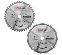 TCT - Juego de 2 hojas de sierra circular (185 mm x 40 y 80 T x 20 mm, diámetro de anillo de 16 mm) compatible con Evolution Bosch Makita etc