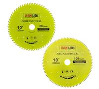 TCT250MXATPRO Saxton Professional Range TCT - Hojas de sierra circular de 250 mm, 60 y 100T x 30 mm, 16, 20, 25 mm, anillos de reducción compatibles con Bosch Makita Dewalt, etc