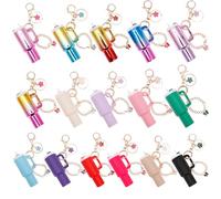 Tcwhniev 20 mini llaveros de vaso para Stanley Cup, bonito soporte para lápiz labial, llavero atractivo para mochila a granel, 16 unidades., 3.8 in