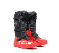 TCX - Comp Kid, Bottes de Motocross pour Enfants, Tige en Microfibre, 3 Boucles Fermeture en Polyuréthane avec Réglage Micrométrique et Velcro, Noir/Rouge