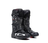 TCX - Comp Kid, Bottes de Motocross pour Enfants, Tige en Microfibre, Fermeture à 3 Boucles en Polyuréthane avec Réglage Micrométrique et Velcro, Noir/Blanc