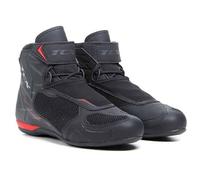 TCX - R04D AIR, zapatillas de moto para hombre, transpirables y versátiles, parte superior de malla con revestimiento termofusible, cordones y cierre de velcro, negro/rojo