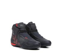 TCX - R04D Waterproof, Zapatillas de Moto Impermeables para Hombre, Certificadas con Membrana T-DRY, Cordones y Cierre de Velcro, Parte Superior de Malla, Negro/Rojo