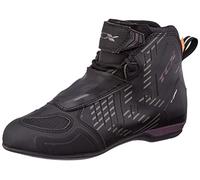 TCX - R04D Zapatos impermeables de mujer para moto, parte superior de malla con revestimiento termofusible, cordones y cierre de velcro, negro