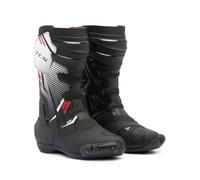 TCX S-TR1 Air, Bota de Moto para Hombre, con Parte Superior de Microfibra Perforada por láser, Cierre de Cremallera elástica Lateral y Velcro, Negro/Blanco/Rojo, 44 EU
