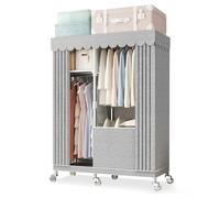 TCXSSL Armario rodante con ruedas para almacenamiento de ropa, armario organizador y almacenamiento portátil para colgar ropa, almacenamiento de gran capacidad para dormitorio y sala de estar (102 cm)