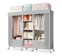 TCXSSL Armario rodante con ruedas para almacenamiento de ropa, armario organizador y almacenamiento portátil para colgar ropa, almacenamiento de gran capacidad para dormitorio y sala de estar (160 cm)